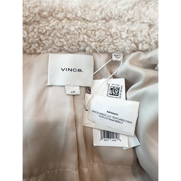Vince Teddy Cream Faux Fur Long Wrap Coat Size Large - Picture 9 of 13